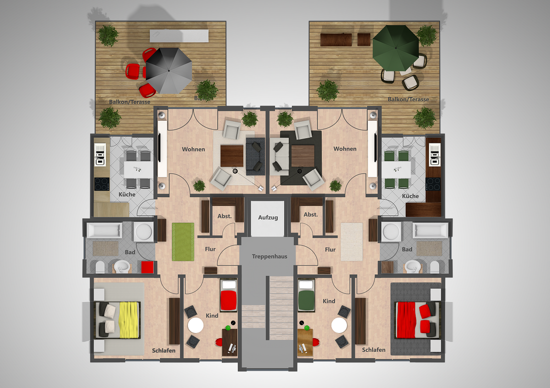 3-Raum Wohnung Grundriss Haus 7